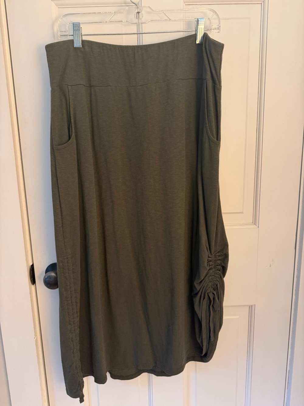 J. Jill Olive Green Maxi Skirt with Side Pockets